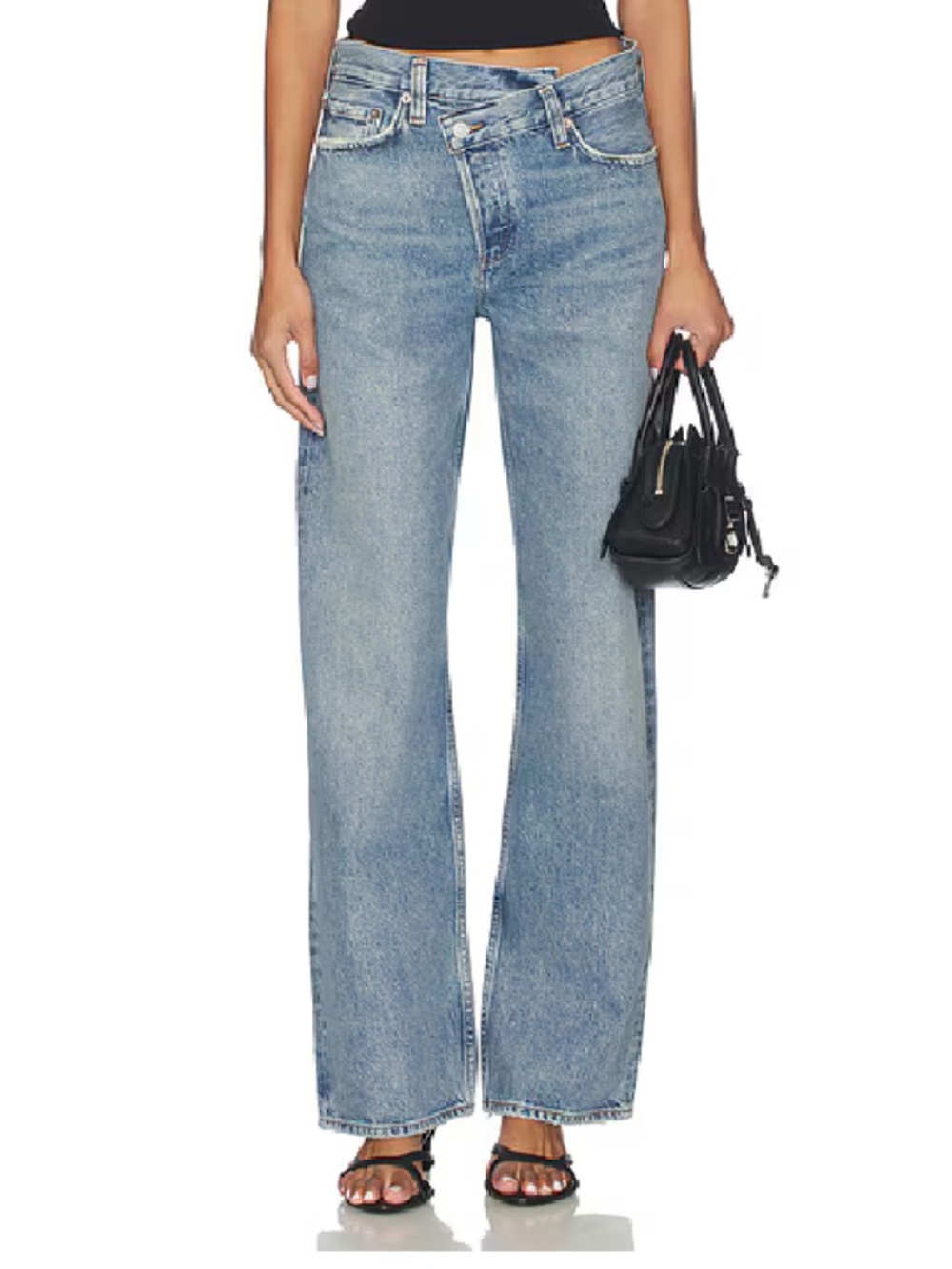 Agolde Arc Criss Cross Stright Leg Jeans - Light/medium wash, size 30